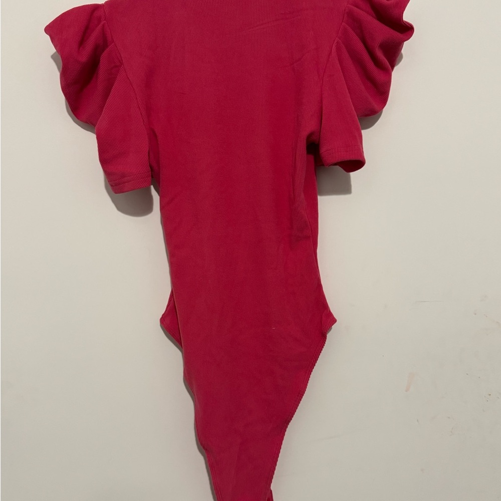 Ruffled Sleeve Pink Bodysuit